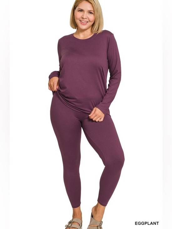 Zenana Outfitters Pants - 95 NWT Plus Zenana Brushed Soft Microfiber Round Neck Long Sleeve Top & Leggings